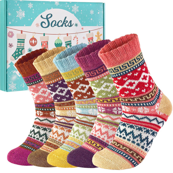 YANGTE THERMAL SOCKS NORDIC STYLE WARM SOCKS 1 BOX 5 PAIRS.