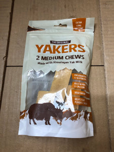 Yakers Dog Chews Original Medium Natural Chews With Himalayan Yak Milk One Pack of 2.