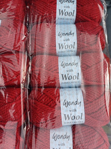 WENDY WITH 20% PURE WOOL SUPER CHUNKY KNITTING WOOL YARN 5X100g Various Colours