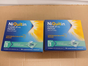 Niquitin Clear Patch 28 Patches Step 1 Stop Smoking Nicotine Aid 21 mg Expiry 07/2027 (Copy)