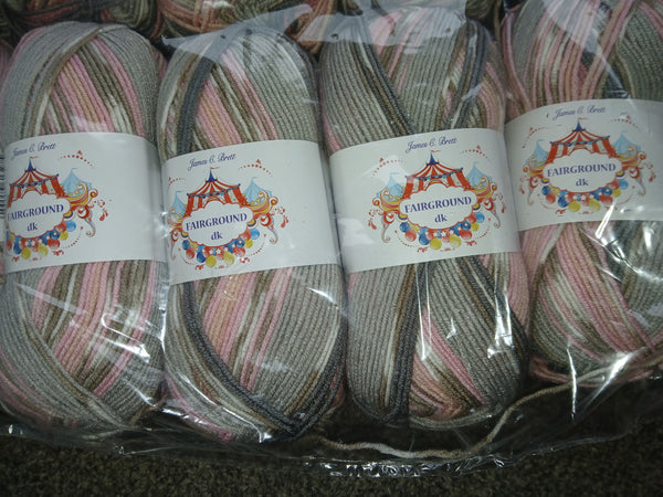 JAMES BRETT FAIRGROUND BABY DOUBLE KNITTING WOOL YARN 5X100G RANDOM PRINT DYE G6