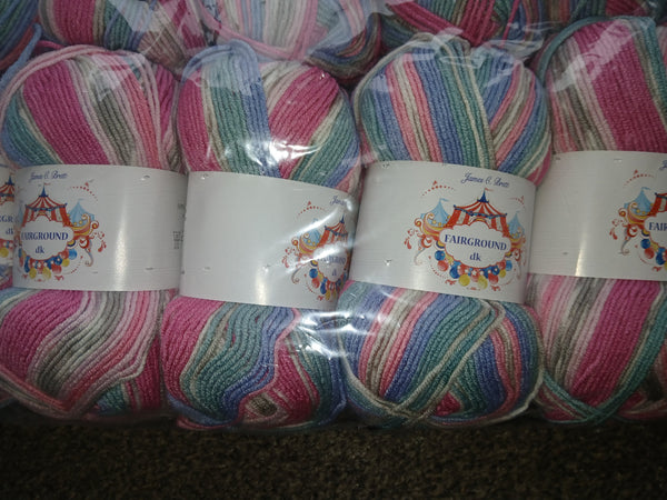 JAMES BRETT FAIRGROUND BABY DOUBLE KNITTING WOOL YARN 5X100G RANDOM PRINT DYE G6
