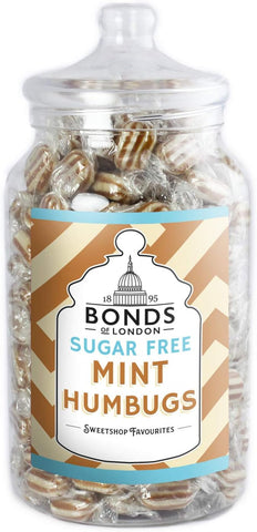 Bonds of London Sugar Free Mint Humbugs 2kg Jar, Vegetarian Suitable