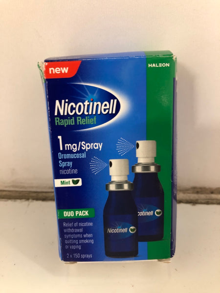 Nicotinell Rapid Relief 1mg Spray Oromucosal Spray Duo pack 2 x 150 sprays Expiry 09-2027