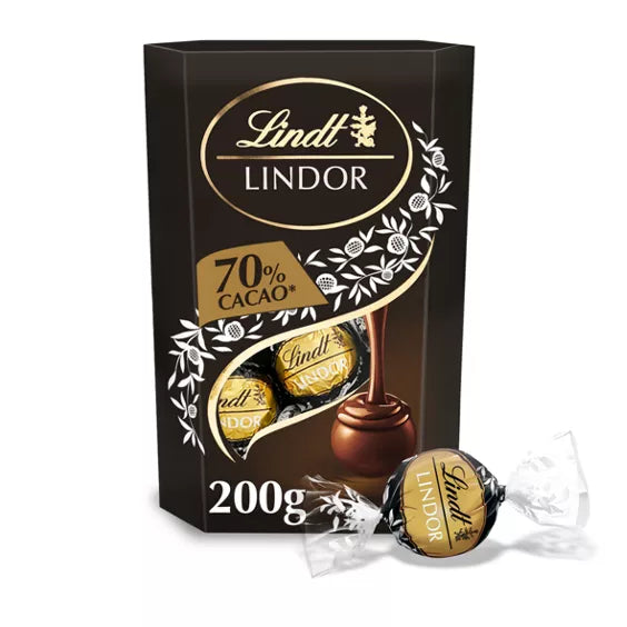 Lindt Lindor  70% Cocoa Extra Dark Truffles 2 Boxes 2x 200g New Expiry March 2025