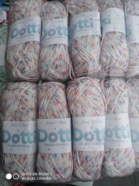 JAMES BRETT DOTTI DOUBLE KNITTING WOOL COTTON YARN 10X50g 6 Various Mix Shades