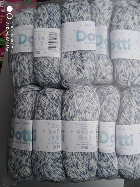 JAMES BRETT DOTTI DOUBLE KNITTING WOOL COTTON YARN 10X50g 6 Various Mix Shades