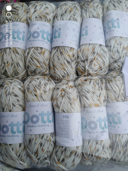 JAMES BRETT DOTTI DOUBLE KNITTING WOOL COTTON YARN 10X50g 6 Various Mix Shades