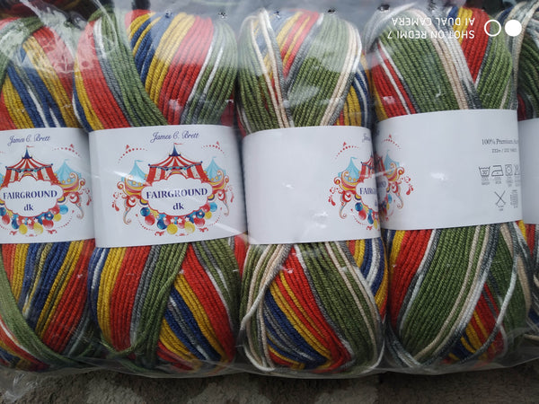 JAMES BRETT FAIRGROUND BABY DOUBLE KNITTING WOOL YARN 5X100G RANDOM PRINT DYE G6