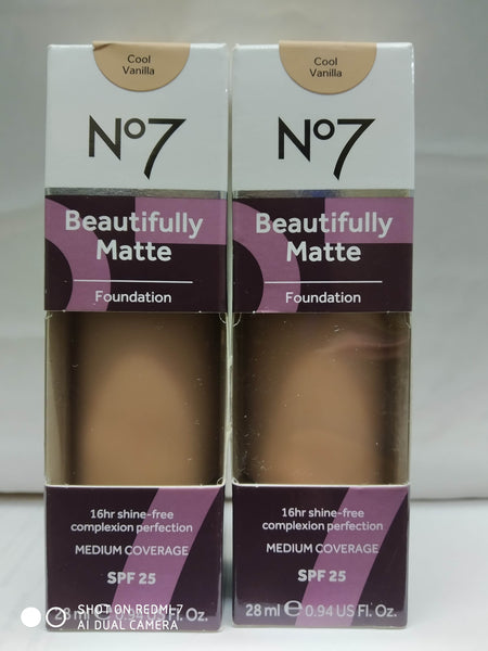 Boots N07 BEAUTIFULLY MATTE FOUNDATION 28ml Medium Coverage SPF25 New Choose Colour Required