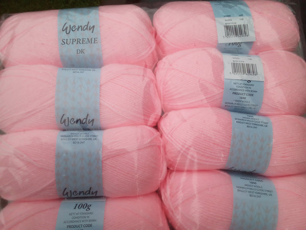 WENDY SUPREME  DOUBLE KNITTING BABY WOOL YARN 5X100G BALLS VARIOUS COLOURS