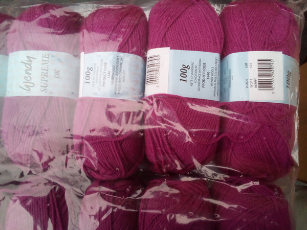 WENDY SUPREME  DOUBLE KNITTING BABY WOOL YARN 5X100G BALLS VARIOUS COLOURS