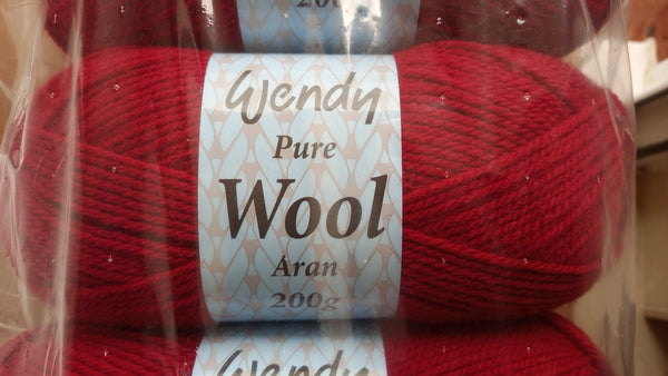 WENDY TRADITIONAL ARAN 100% BRITISH KNITTING WOOL 5X200G BALLS 8 VARIOUS COLOURS