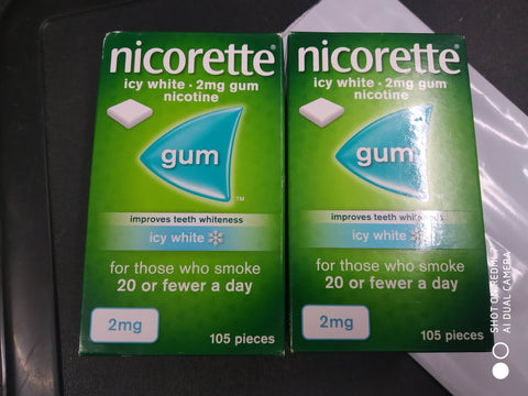 NICORETTE CHEWING GUM ICY WHITE FLAVOUR 210 PIECES 2MG EXPIRY 2025