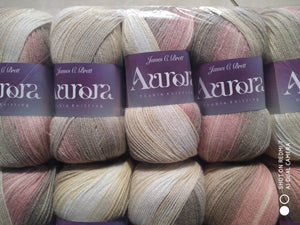 James C Brett Aurora Self Striping Double Knitting 20% Wool 2X100G Balls Yarn AU06