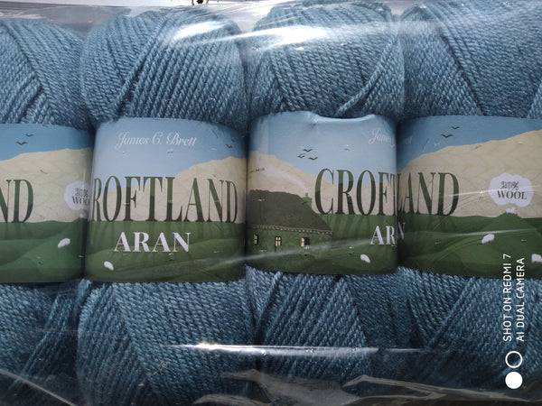 JAMES C BRETT CROFTLAND ARAN KNITTING WOOL 1X200G BALL, 20% WOOL & 80% Acrylic CHOOSE COLOUR