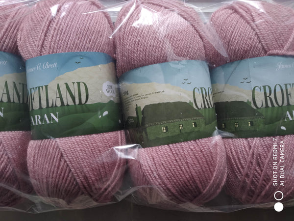 JAMES C BRETT CROFTLAND ARAN KNITTING WOOL 1X200G BALL, 20% WOOL & 80% Acrylic CHOOSE COLOUR