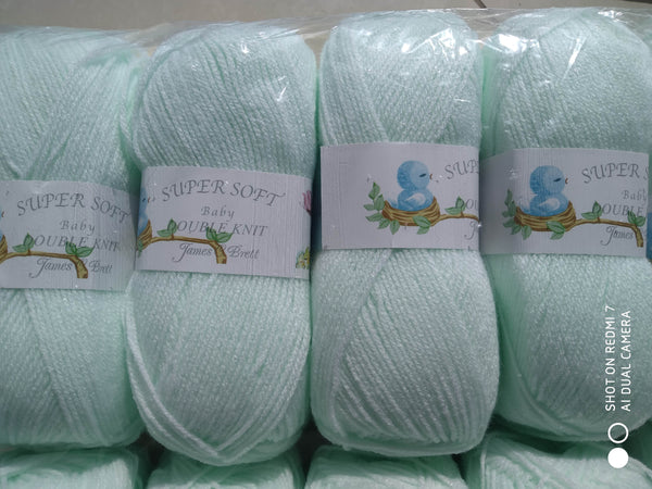 JAMES C BRETT SUPERSOFT BABY DOUBLE KNITTING WOOL YARN 5X100G 8 VARIOUS COLOURS