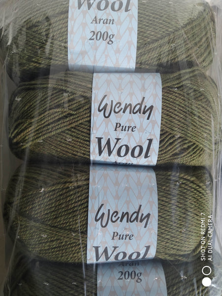 WENDY TRADITIONAL ARAN 100% BRITISH KNITTING WOOL 5X200G BALLS 8 VARIOUS COLOURS