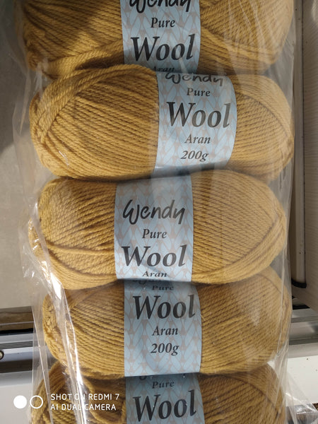 WENDY TRADITIONAL ARAN 100% BRITISH KNITTING WOOL 5X200G BALLS 8 VARIOUS COLOURS