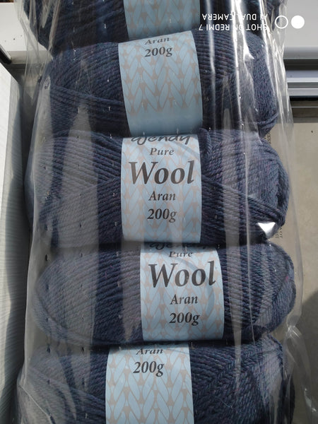 WENDY TRADITIONAL ARAN 100% BRITISH KNITTING WOOL 5X200G BALLS 8 VARIOUS COLOURS