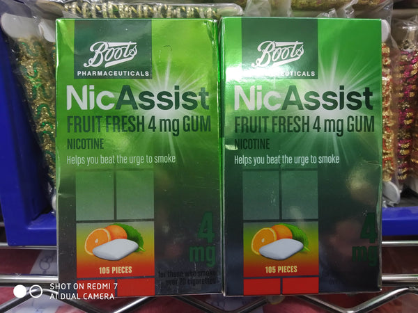 BOOTS NICASSIST MEDICATED MINT CHEWING GUM 210 PIECES 2MG NICOTINE EXPIRY 2025