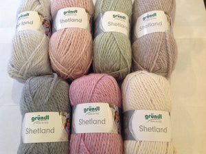 GRUNDL SHETLAND CHUNKY Knitting Wool 5X100G Balls 20% Pure Wool Various Colours