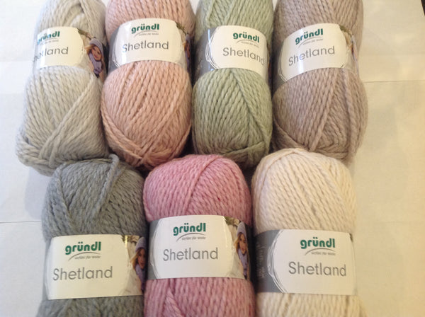 GRUNDL SHETLAND CHUNKY Knitting Wool 5X100G Balls 20% Pure Wool Various Colours