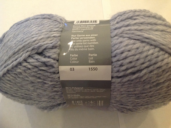 GRUNDL SHETLAND CHUNKY Knitting Wool 5X100G Balls 20% Pure Wool Various Colours