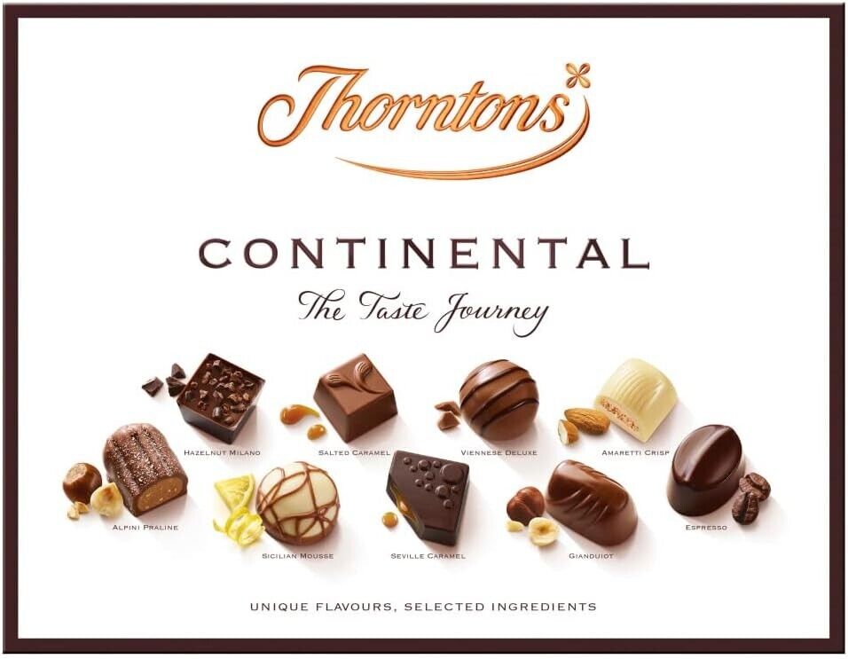 Thorntons Chocolate Continental Set Assorted White, Milk & Dark Chocolates 264g