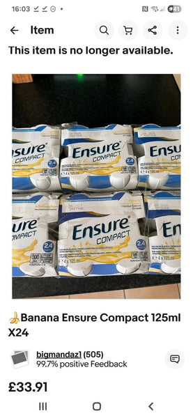 Ensure Compact Nutritional Supplement Drink Strawberry Flavour 12x125ml Bottles Expiry 30th March 2026