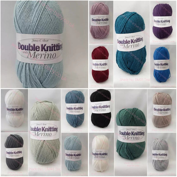 James C Brett Baby Chunky Merino Knitting Wool Yarn 5x100g Balls 10% Merino Wool Knitting Crochet Colour Shades