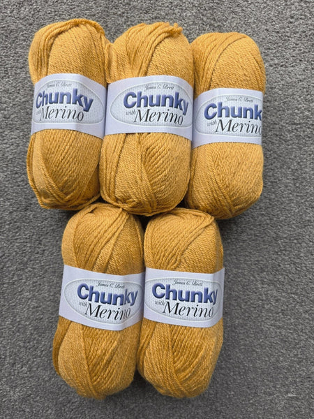 James C Brett Baby Chunky Merino Knitting Wool Yarn 5x100g Balls 10% Merino Wool Knitting Crochet Colour Shades