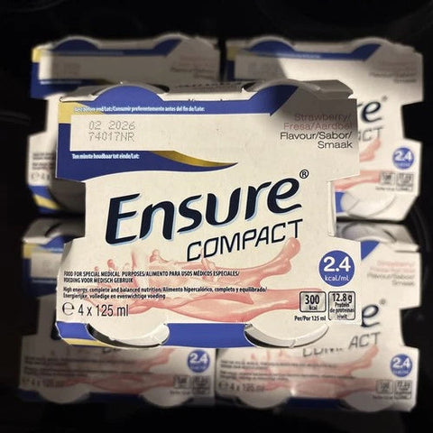 Ensure Compact Nutritional Supplement Drink Strawberry Flavour 12x125ml Bottles Expiry 30th March 2026