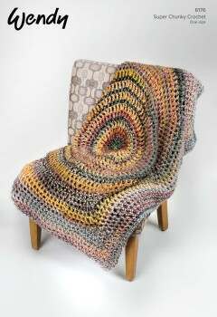 Wendy Super Chunky Crochet Knitting Wool Leaflet Pattern 6176 Crochet Blanket One Size