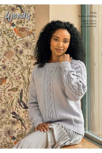 Wendy Supreme Super Chunky Knitting Cotton Leaflet Pattern 5776 Ladies Cropped  Cable Jacket 32"-44" Inch