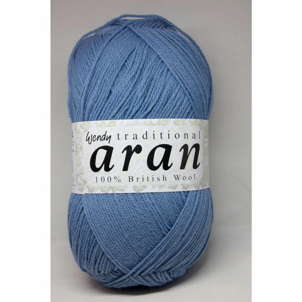 WENDY TRADITIONAL ARAN 100% BRITISH KNITTING WOOL 1X500G BALL KINGFISHER BLUE