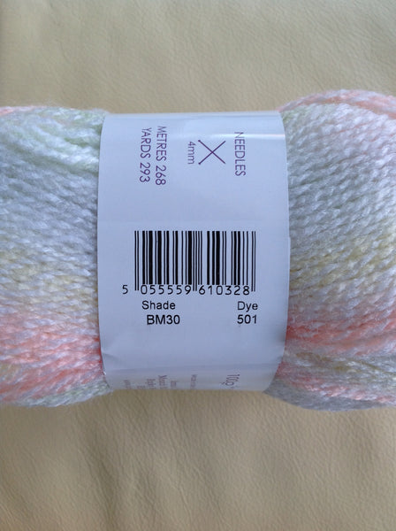 5 X 100 GRAM BALLS OF JAMES BRETT BABY MARBLE DOUBLE KNITTING WOOL YARN NEW