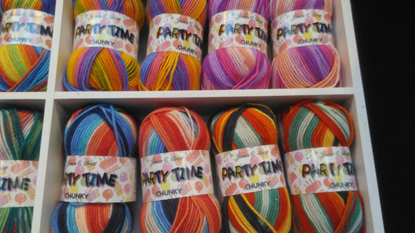 5 X100 GRAM BALLS OF JAMES C BRETT PARTY TIME CHUNKY KNITTING WOOL YARN.IN VARIOUS COLOURS