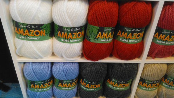 JAMES C BRETT AMAZON SUPER CHUNKY KNITTING WOOL YARN 5X100G VARIOUS COLOURS