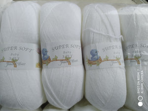 JAMES C BRETT SUPERSOFT BABY 3PLY KNITTING WOOL YARN 5X100G WHITE NEW