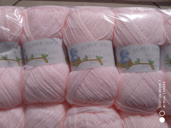 JAMES BRETT BABY SUPERSOFT DOUBLE KNITTING WOOL YARN 5X100G VARIOUS COLOURS CHOOSE.