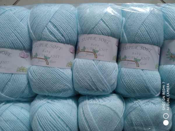 JAMES BRETT BABY SUPERSOFT DOUBLE KNITTING WOOL YARN 5X100G VARIOUS COLOURS CHOOSE.