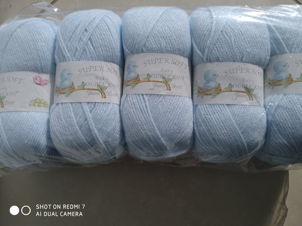 JAMES BRETT BABY SUPERSOFT DOUBLE KNITTING WOOL YARN 5X100G VARIOUS COLOURS CHOOSE.