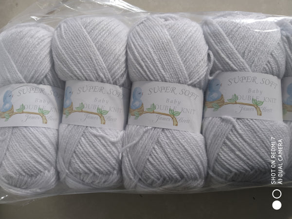 JAMES BRETT BABY SUPERSOFT DOUBLE KNITTING WOOL YARN 5X100G VARIOUS COLOURS CHOOSE.