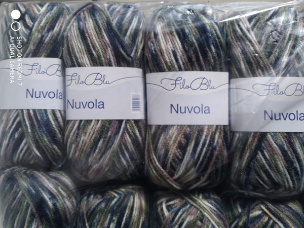 FILO BLU NUVOLA PRINT DOUBLE KNITTING WOOL YARN 5X100G BALLS COLOURS GRUNDL NEW