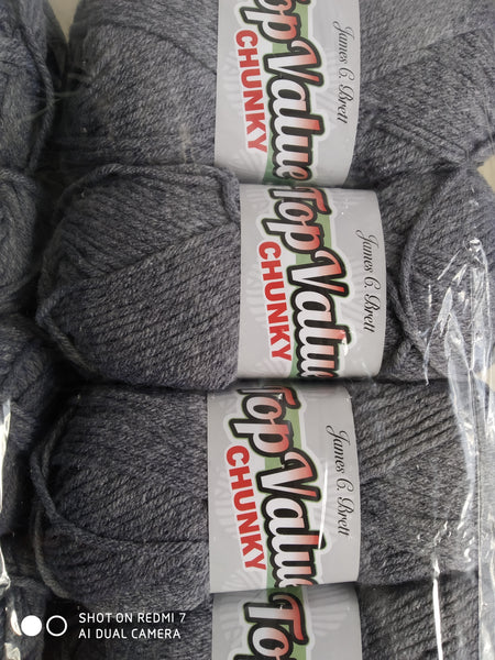 JAMES C BRETT TOP VALUE CHUNKY KNITTING WOOL YARN 5X100G BALLS VARIOUS COLOURS