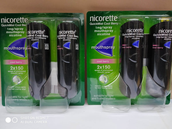 NICORETTE QUICKMIST MOUTH SPRAY COOL BERRY 2X1Mg SPRAYS EXPIRY DECEMBER 2025 & LATER