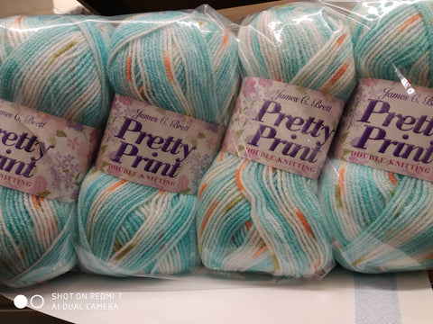 JAMES C BRETT PRETTY PRINT BABY DOUBLE KNITTING WOOL YARN 5X100G RANDOM PRINT CHOOSE