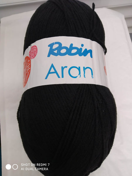 ROBIN ARAN KNITTING WOOL YARN 1X400G BALL 100% ACRYLIC BLACK,LAVENDER,BLUE.,CHOOSE.